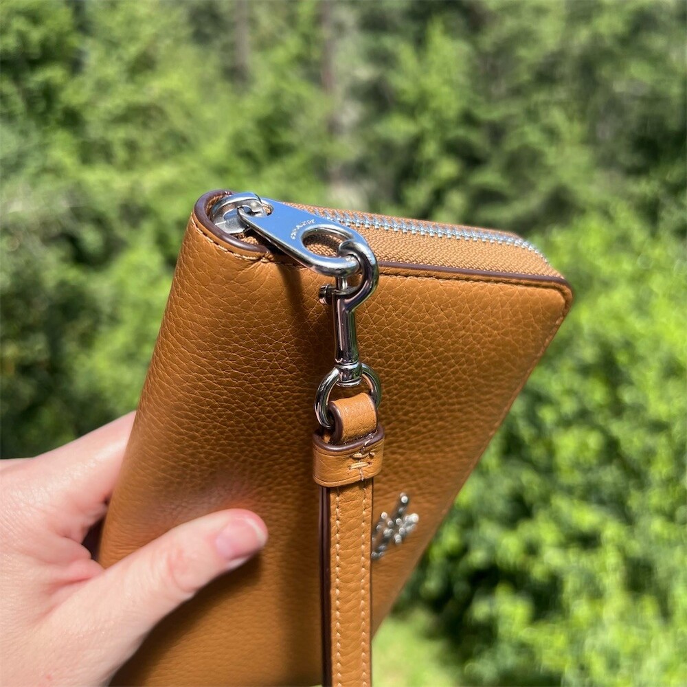 COACH Long Zip-Around Brown Pebble Leather Wallet with Silver Hardware AUTHENTIC - Picture 9 of 12